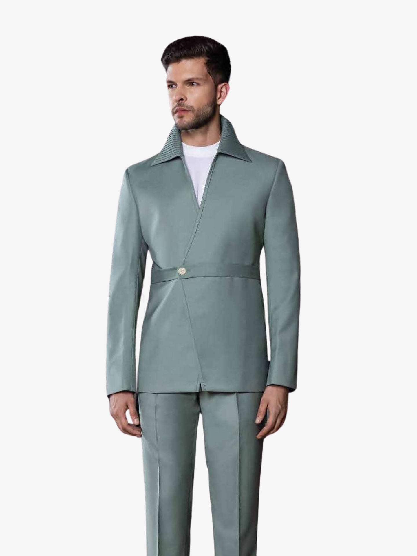 The Belted Collar Jacket Suit - III