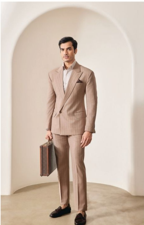 Umber Pinstripe Suit Set
