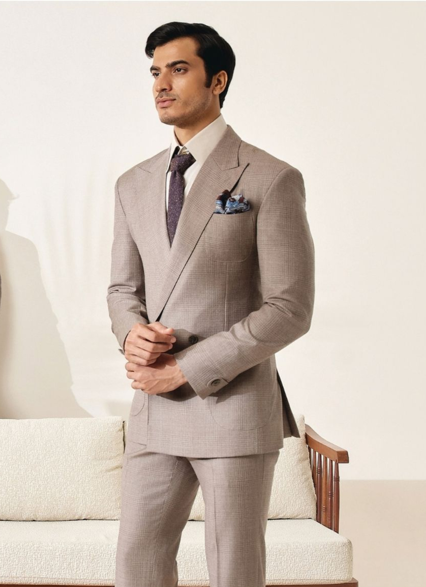 Taupe Herringbone Suit Set